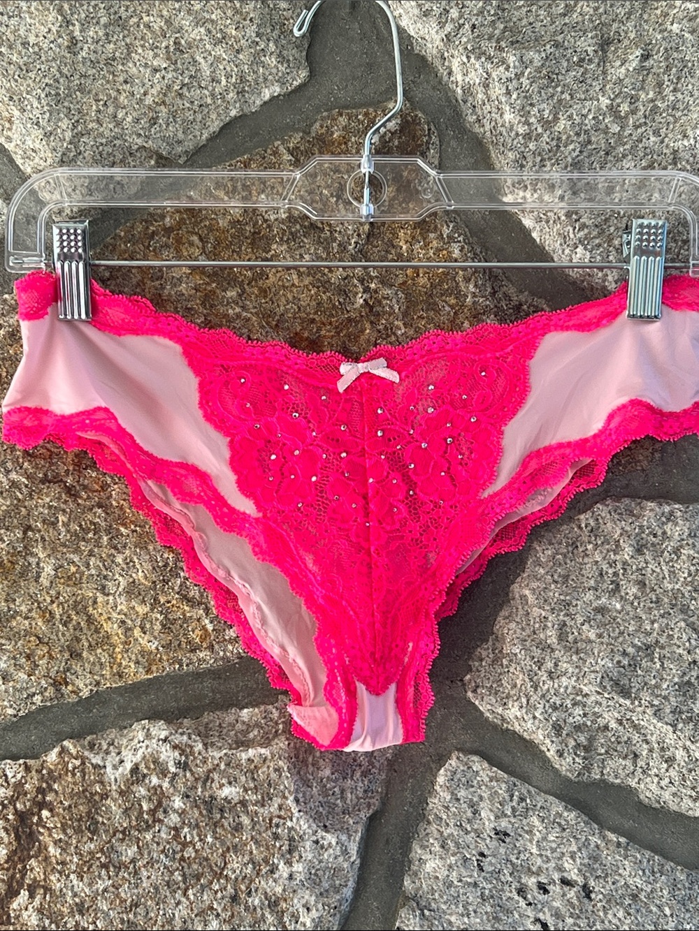 Victoria's Secret Neon Pink Lace Cheeky Panty